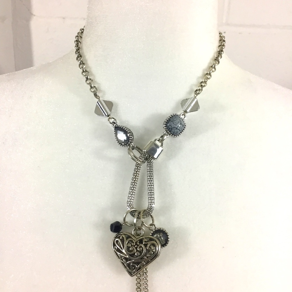 Necklace, Color: silver with grey stones/accents - Picture 1 of 7